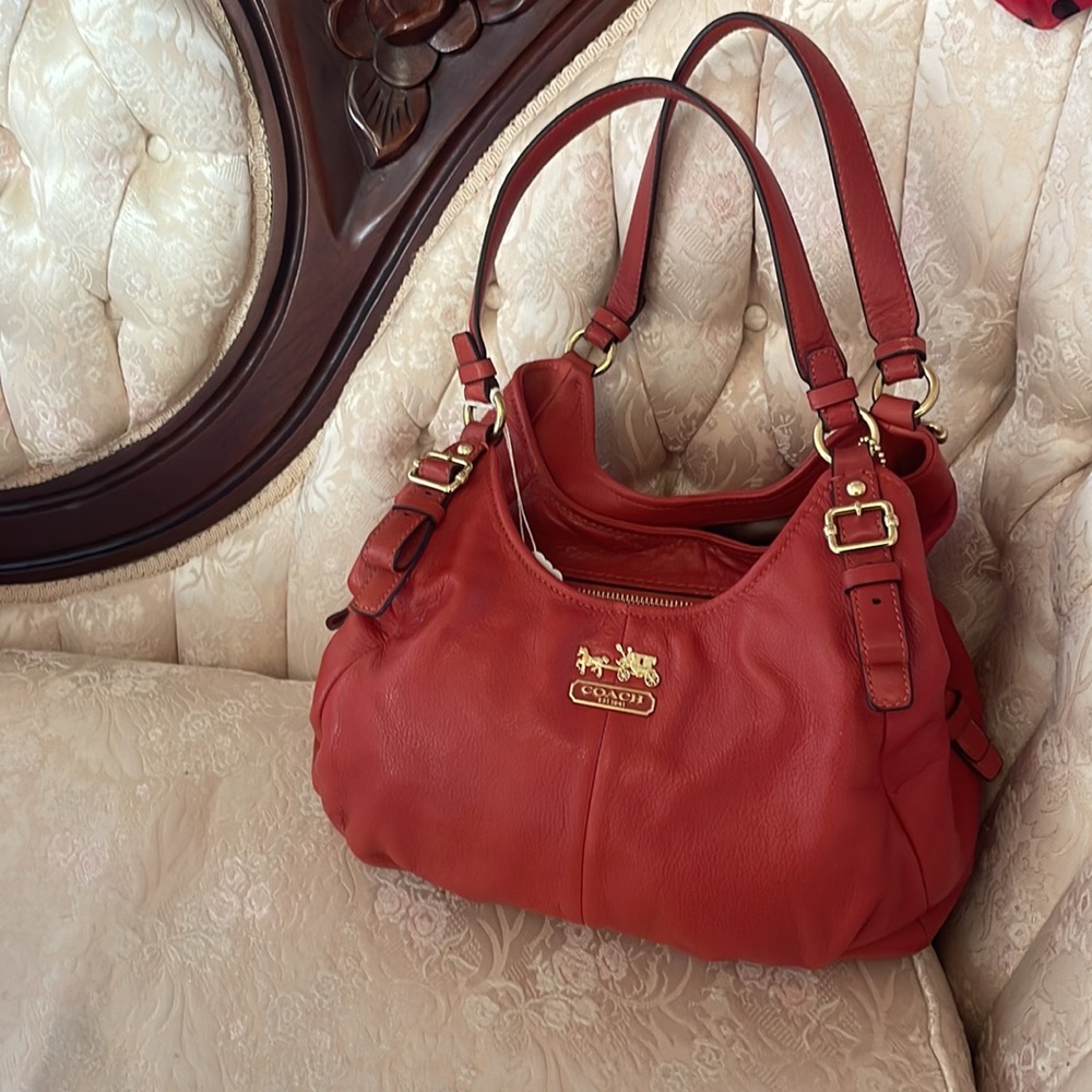 New Coach 3 section leather bag